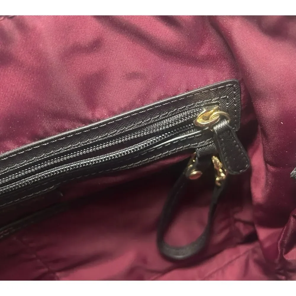 Michael Kors Kelsey Medium Nylon Tote Burgundy Gold Travel Shoulder Bag
